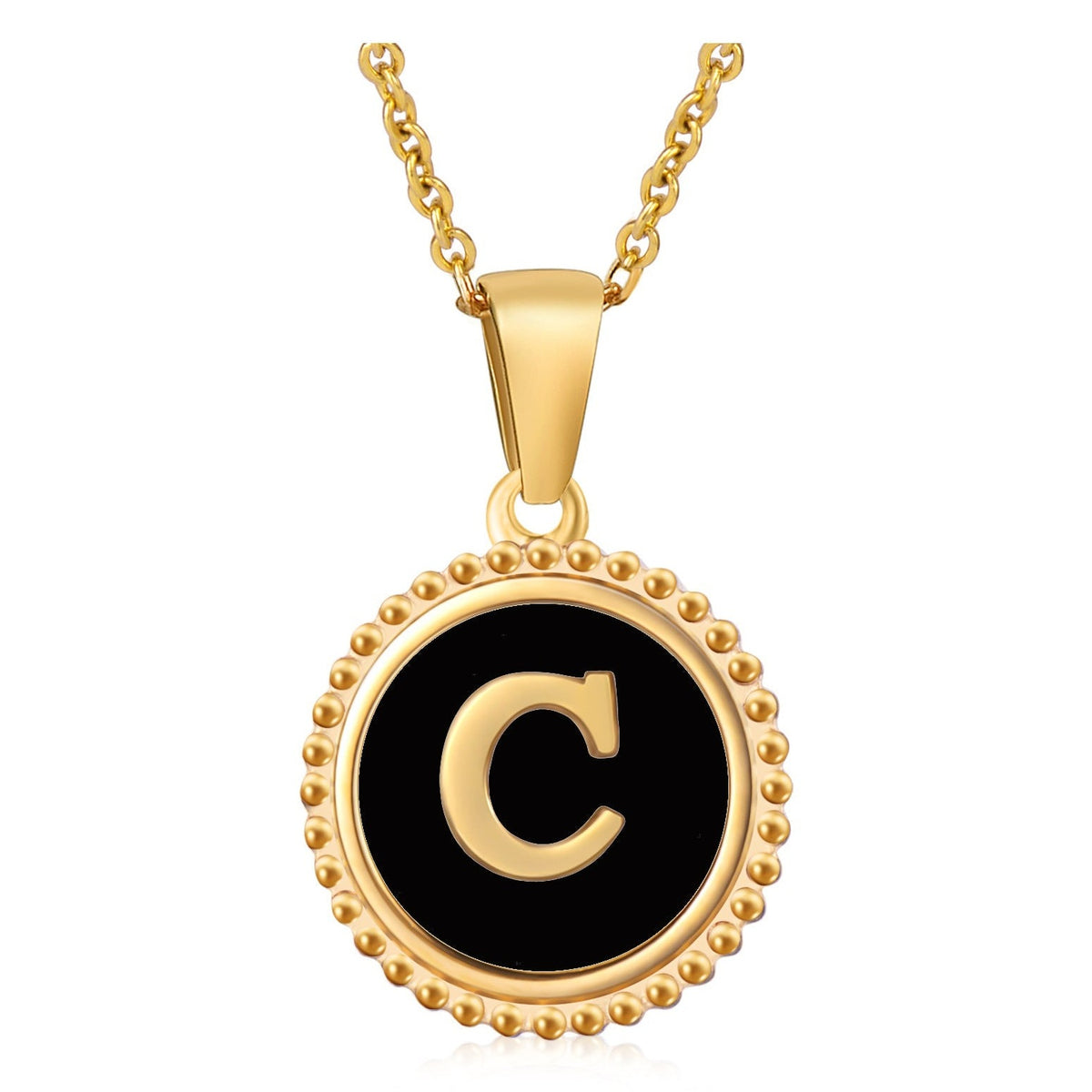 Circle Alphabet Stainless Steel Necklace N5152