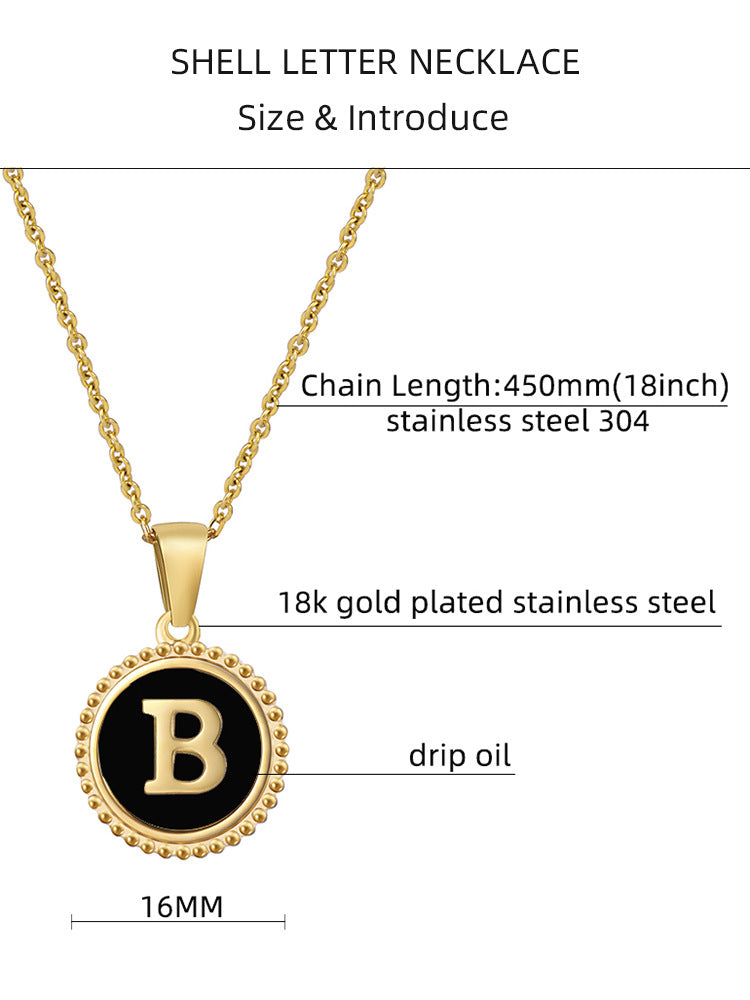 Circle Alphabet Stainless Steel Necklace N5152