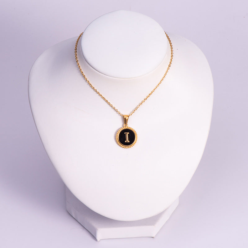 Circle Alphabet Stainless Steel Necklace N5152
