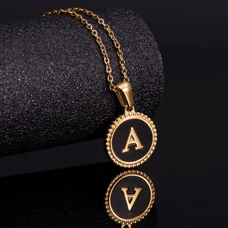 Circle Alphabet Stainless Steel Necklace N5152