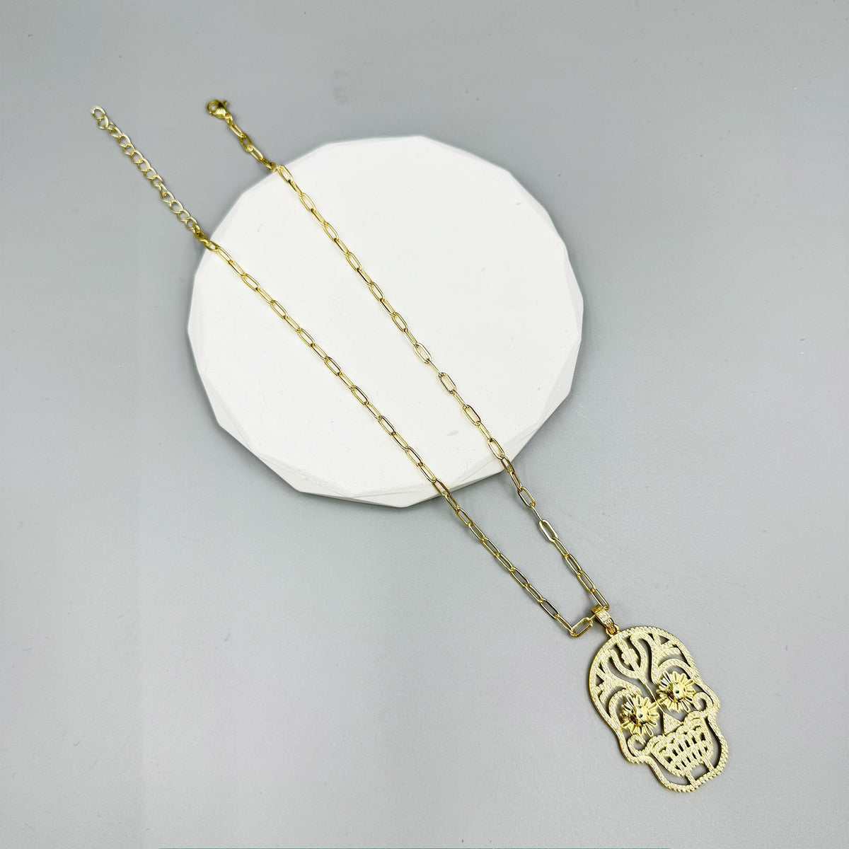 Skull Pendant Cubic Zirconia Chains Necklace N5194