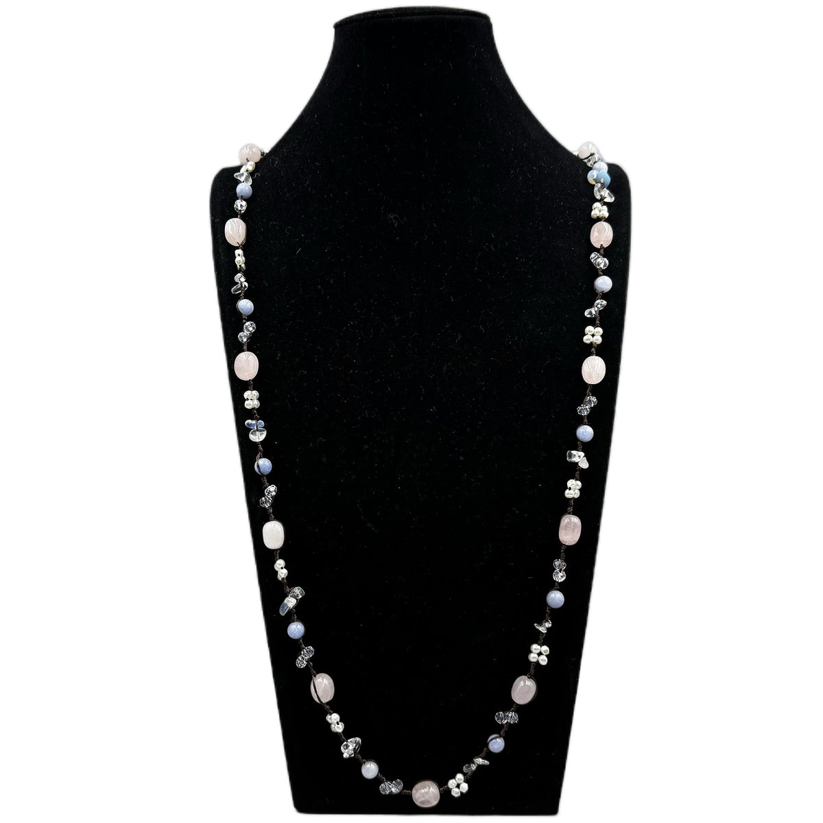 Handmade Braided Irregular Aquamarine Necklace N5224