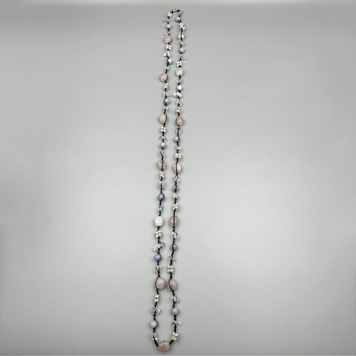 Handmade Braided Irregular Aquamarine Necklace N5224