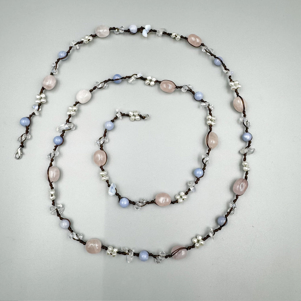 Handmade Braided Irregular Aquamarine Necklace N5224