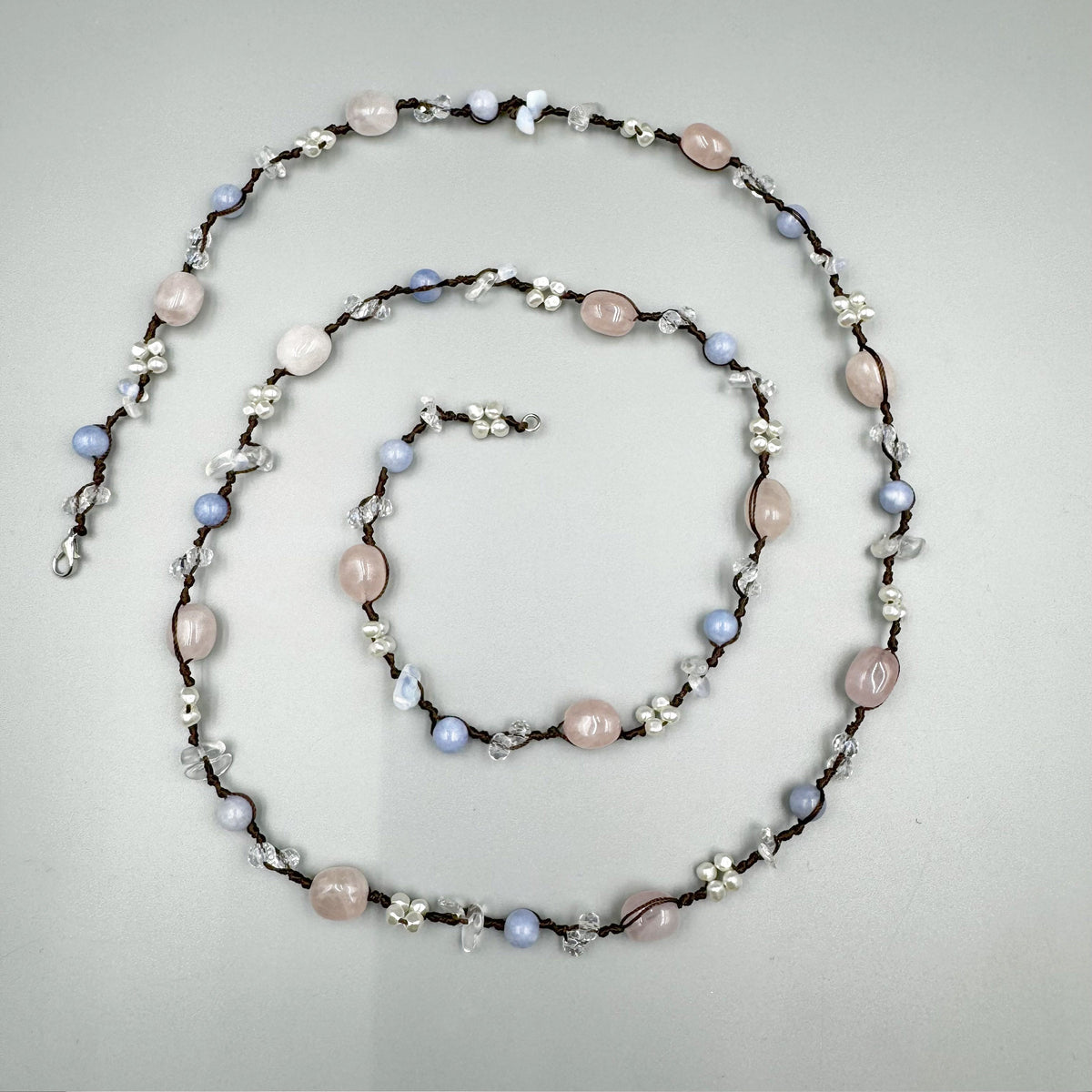 Handmade Braided Irregular Aquamarine Necklace N5224