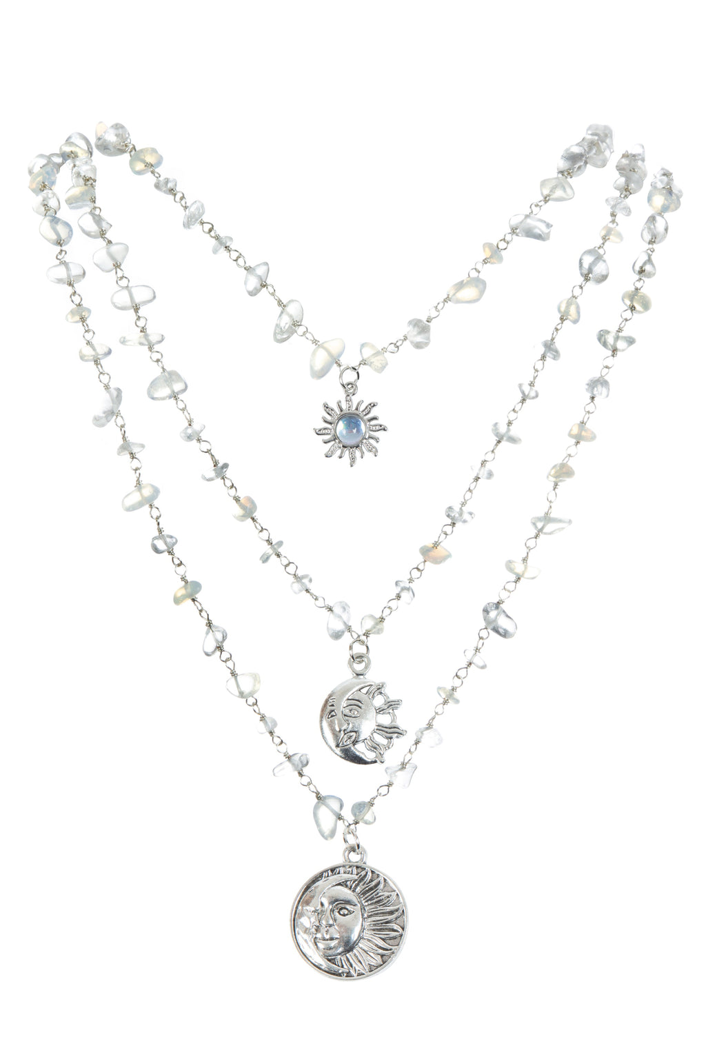 Sun & Moon Irregular Opal Stone Necklace Set N5268