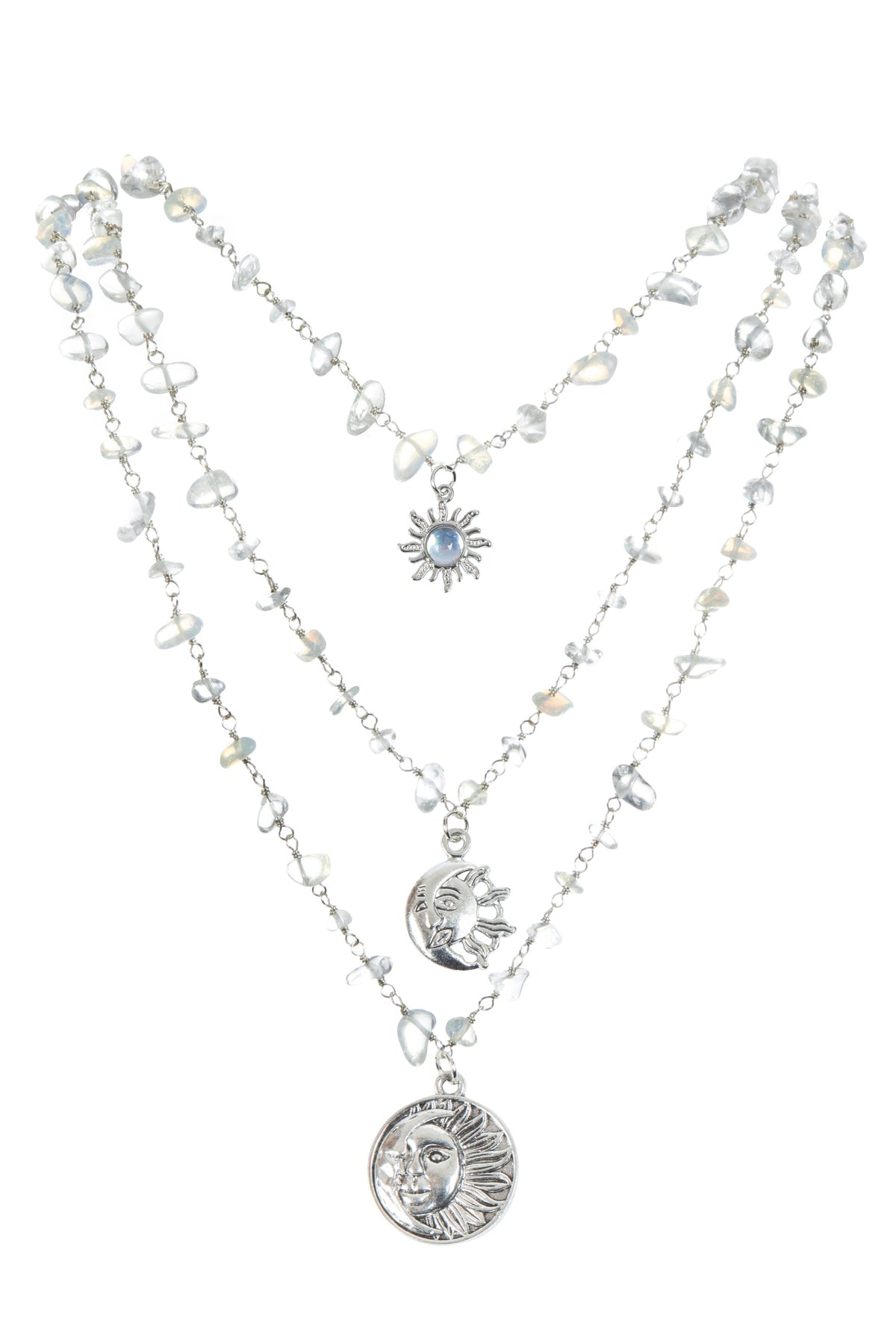 Sun & Moon Irregular Opal Stone Necklace Set N5268