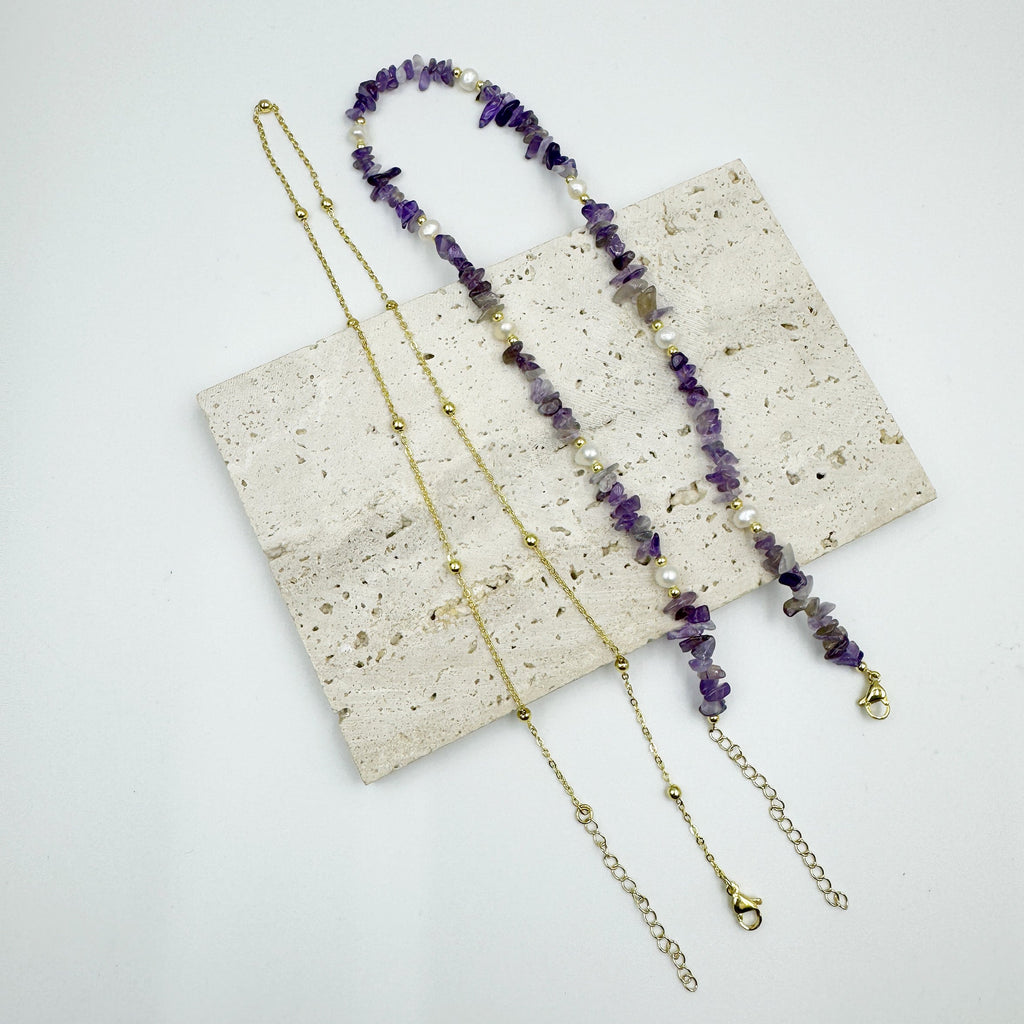 Irregular Natural Stone Pearl Chains Necklace Set N5277