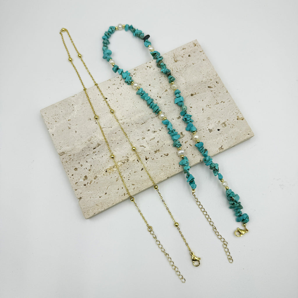 Irregular Natural Stone Pearl Chains Necklace Set N5277