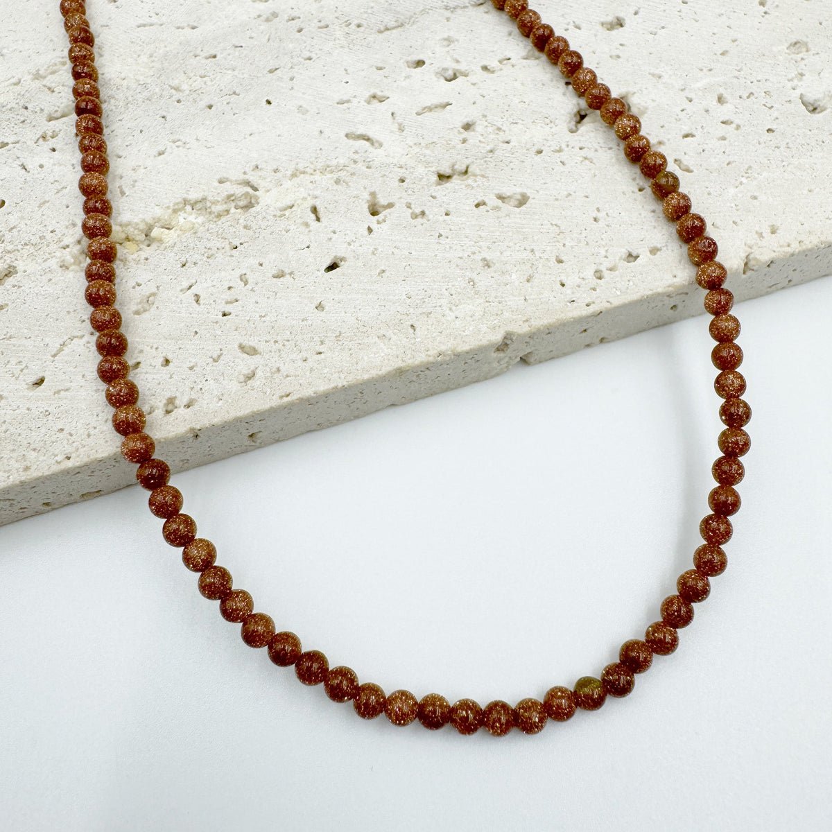 3MM Natural Stone Pearl Bead Necklace N5291