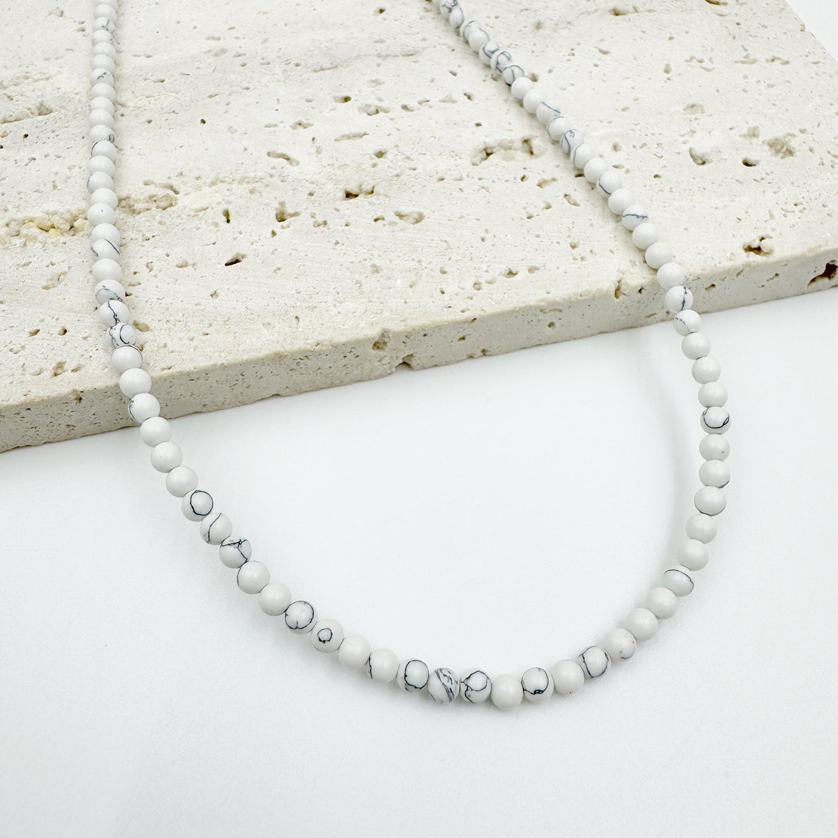 3MM Natural Stone Pearl Bead Necklace N5291