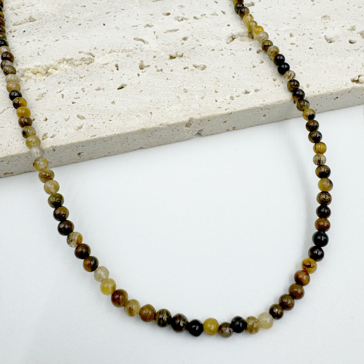 3MM Natural Stone Pearl Bead Necklace N5291