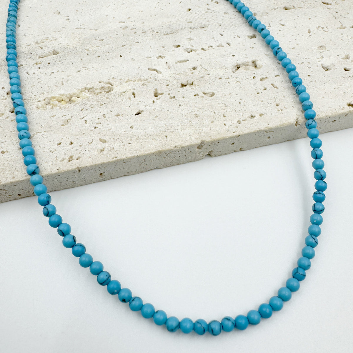 3MM Natural Stone Pearl Bead Necklace N5291