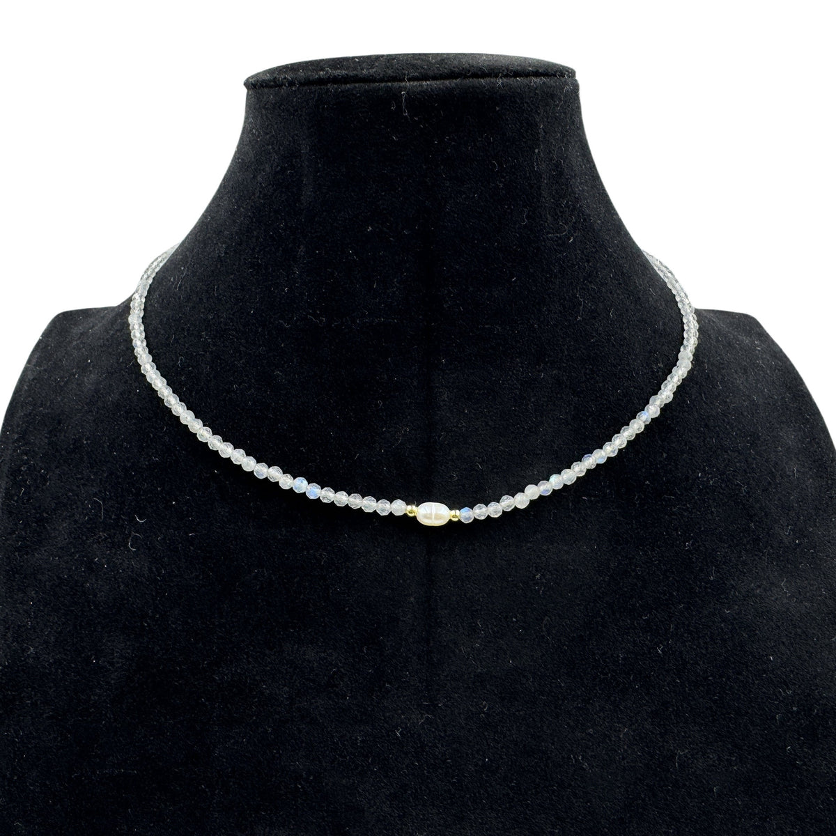 3MM Natural Stone Bead Pearl Necklace N5292