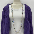 Geometry Heart Stone Acrylic Braided Long Necklace N5314