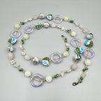 Geometry Heart Stone Acrylic Braided Long Necklace N5314