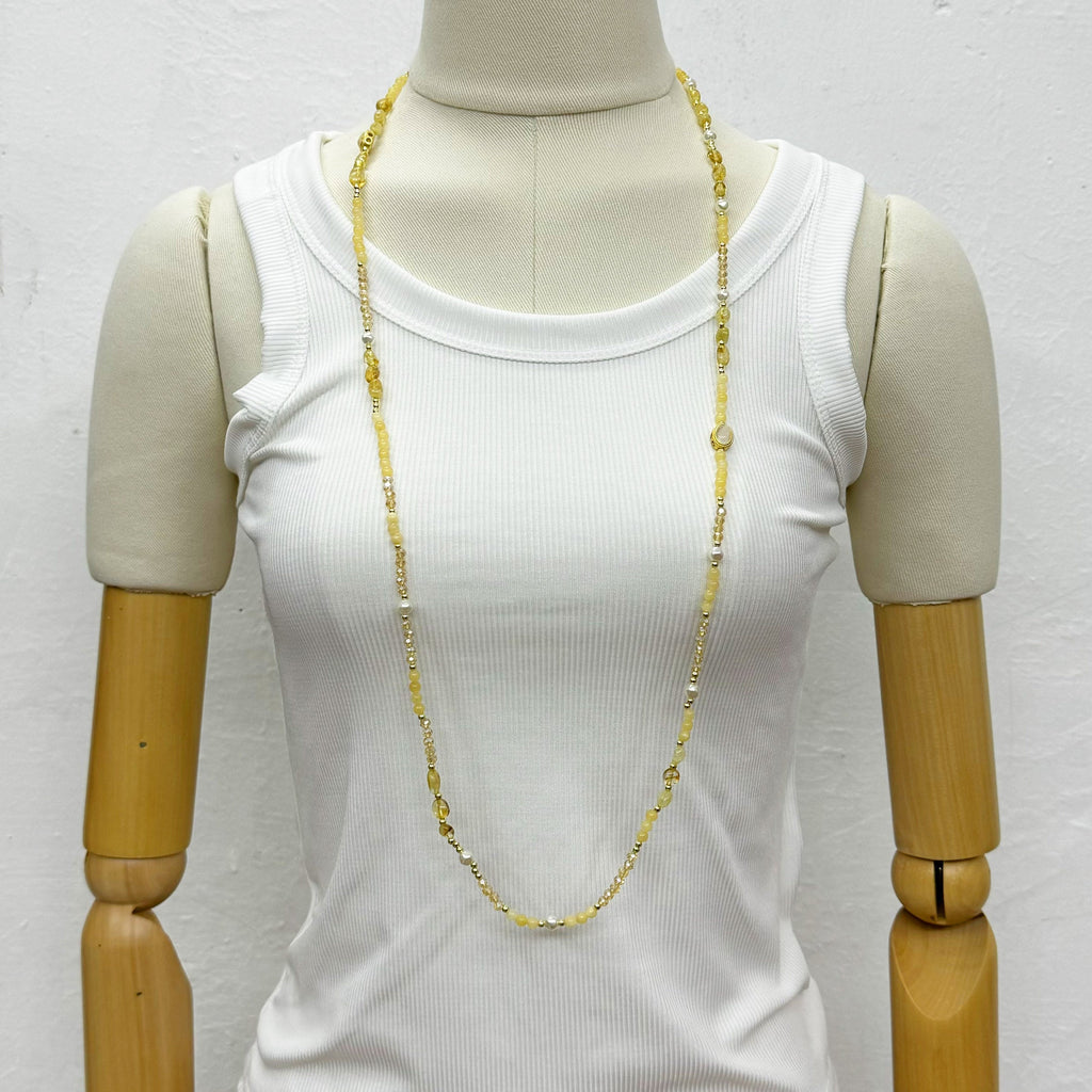 Chinese Style Bead Yellow Quartz Crystal Bead Necklace N5337 - view 5