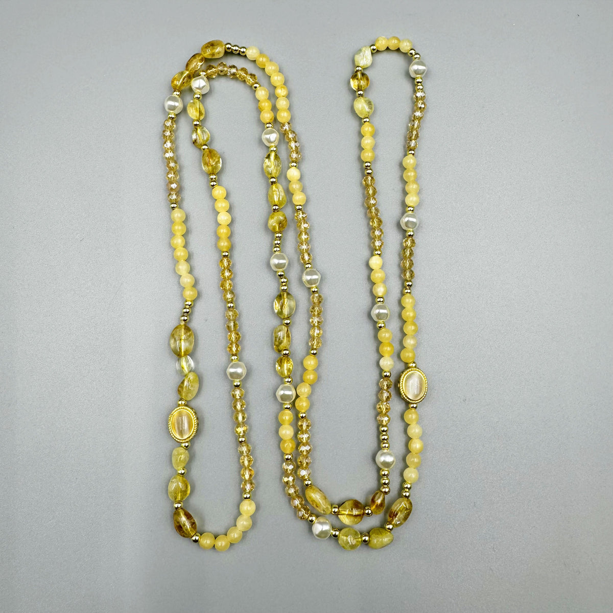 Chinese Style Bead Yellow Quartz Crystal Bead Necklace N5337 - view 4