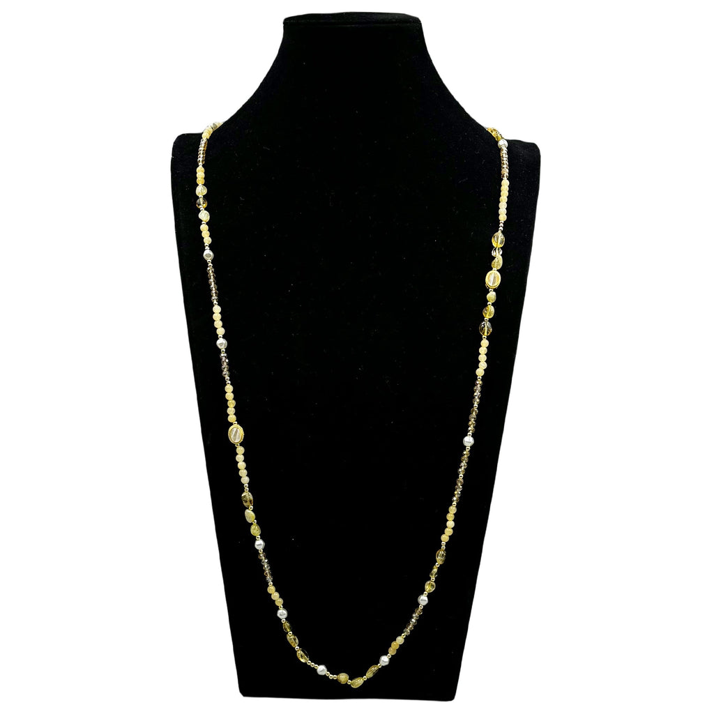 Chinese Style Bead Yellow Quartz Crystal Bead Necklace N5337 - view 3