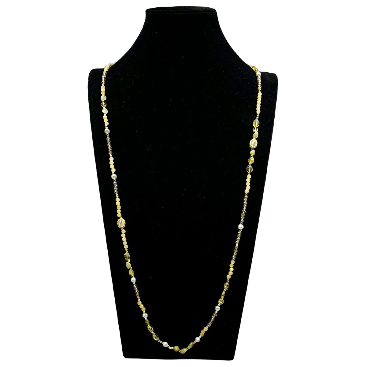 Chinese Style Bead Yellow Quartz Crystal Bead Necklace N5337 - view 3