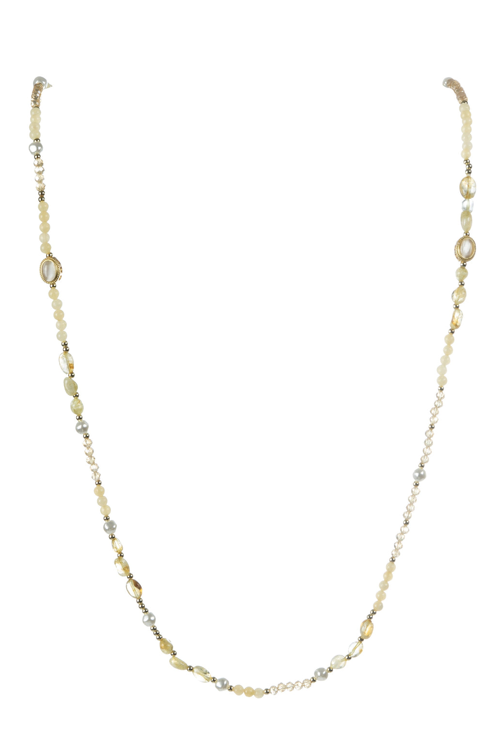 Chinese Style Bead Yellow Quartz Crystal Bead Necklace N5337 - view 2