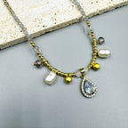 Teardrop Pendant Labradorite Stone Short Necklace N5347