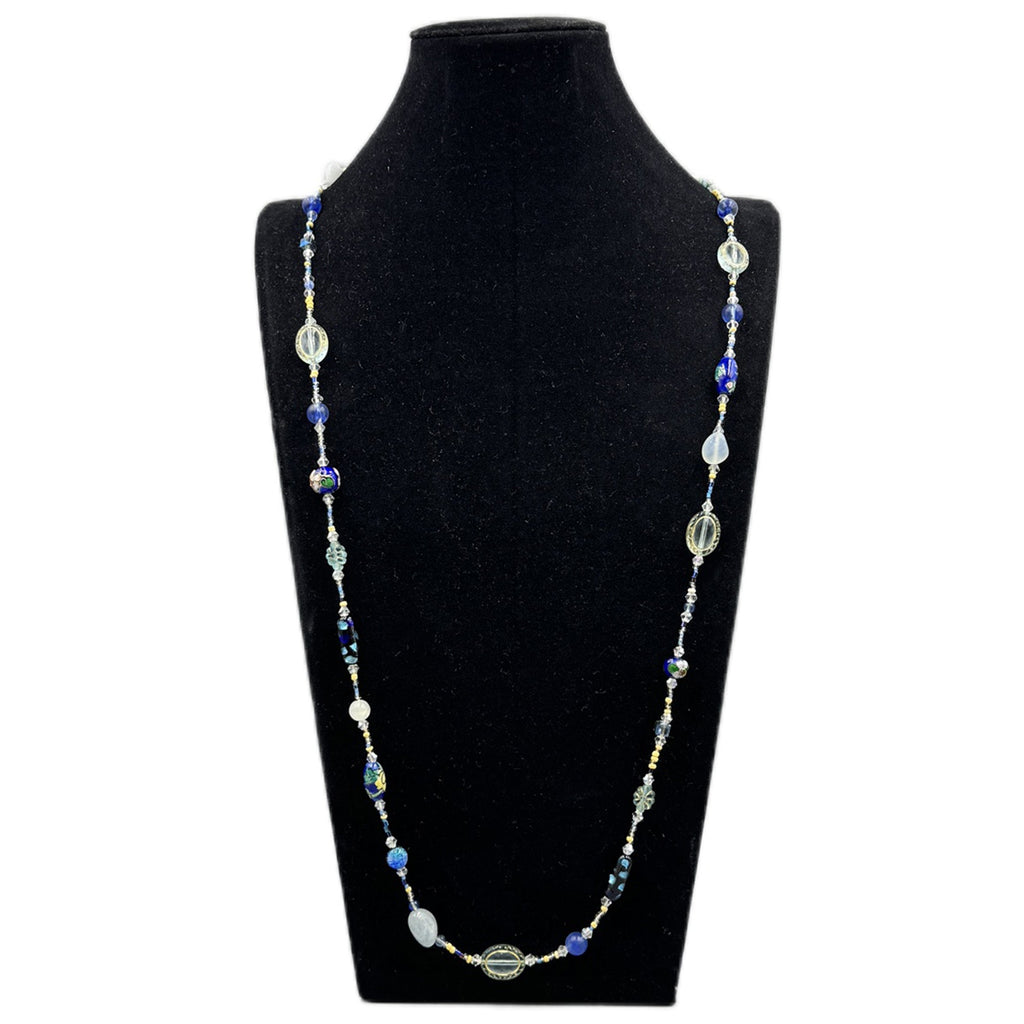 Aquamarine Glaze Crystal Long Necklace N5355