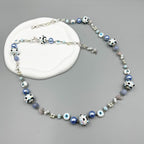 Evil Eye Crystal Bead Braided Long Necklace N5358