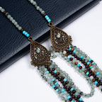 Kiwi Stone Bead Long Necklace N5375