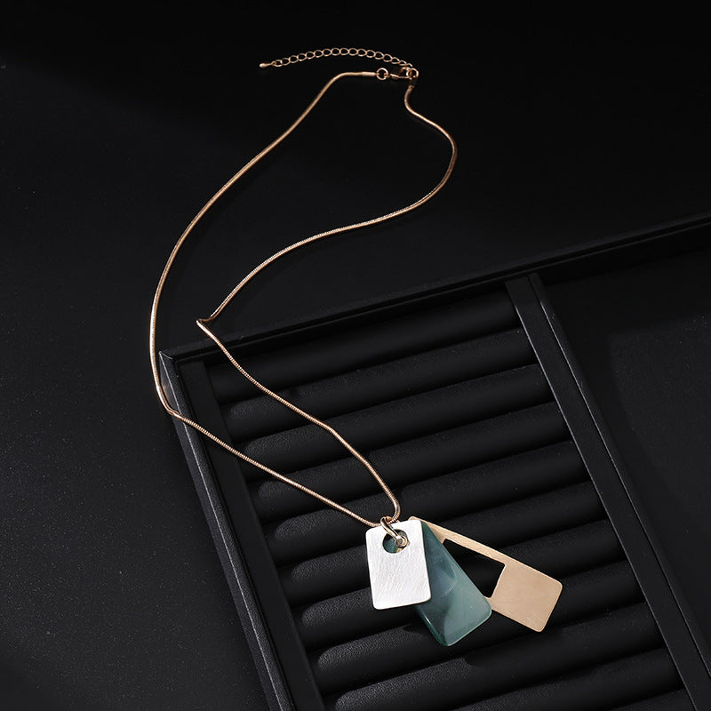 Geometry Rectangle Pendant Alloy Long Necklace N5379