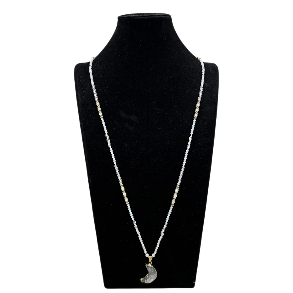 Druzy Pendant Crystal Bead Necklace N5389
