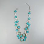 Handmade Turquoise Pearl Beaded Chain Layered Necklace N5390 - view 4