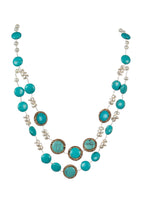 Handmade Turquoise Pearl Beaded Chain Layered Necklace N5390 - view 2