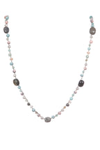 Handmade Braided Labradorite Stone Beaded Necklace N5395 - view 2