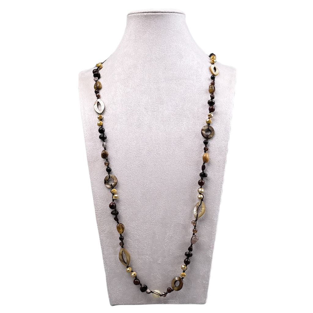 Handmade Braided Golden Swan Stone Beaded Necklace N5414