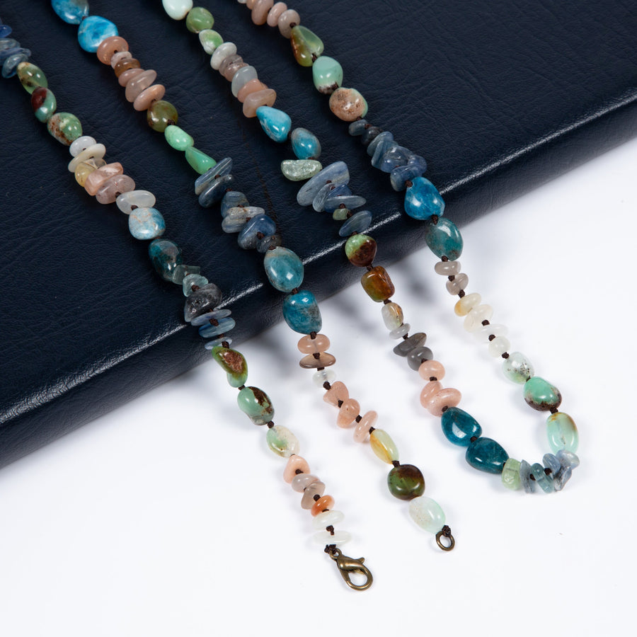 Handmade Braided Blue Apatite Necklace N5422
