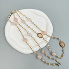 Handmade Braided Rose Quartz Stone Beaded Necklace N5428 - view 4