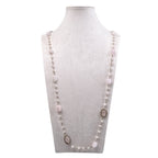 Handmade Braided Rose Quartz Stone Beaded Necklace N5428 - view 3