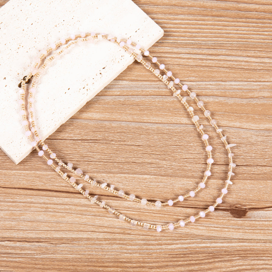 Handmade Braided Natural Stone Long Necklace N5455