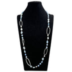 Handmade Geometry Circle Blue Aquamarine Long Necklace N5456 - view 3