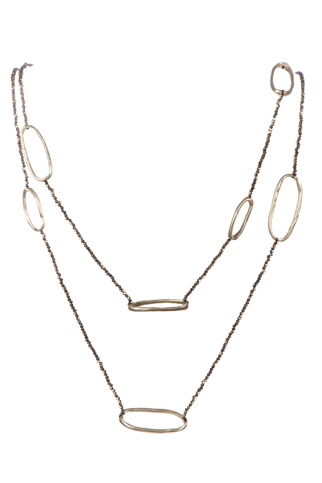 Geometry Circle Crystal Beaded Layered Necklace N5457