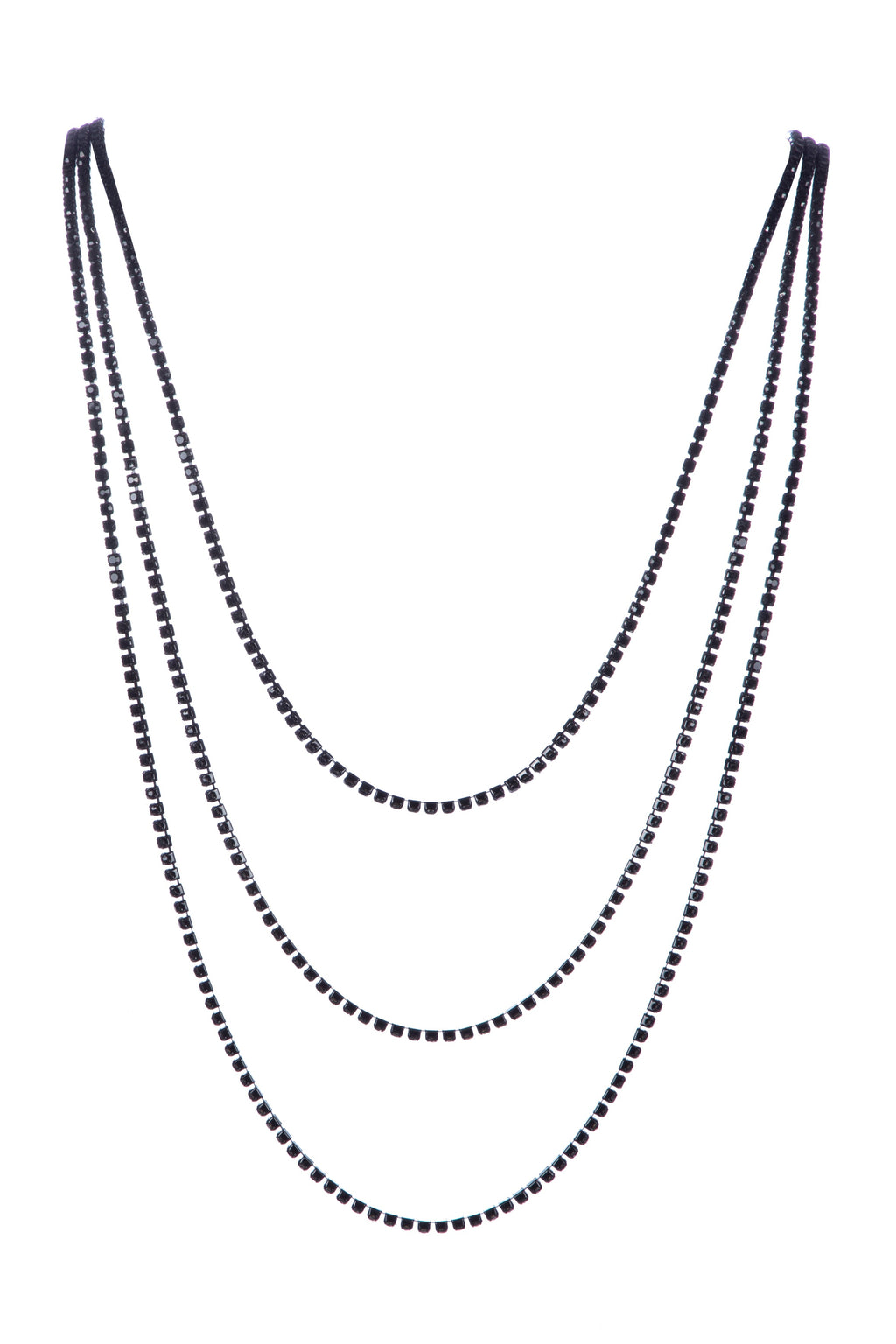 3PCS Rhinestone Chain Long Necklace N5484-SET