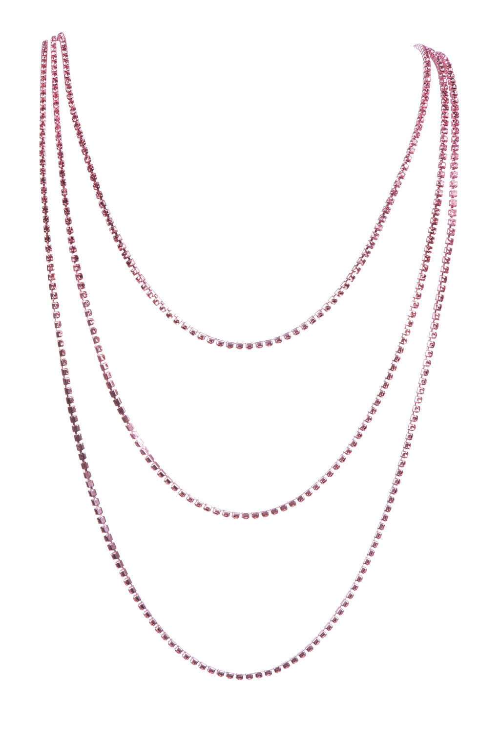 3PCS Rhinestone Chain Long Necklace N5484-SET