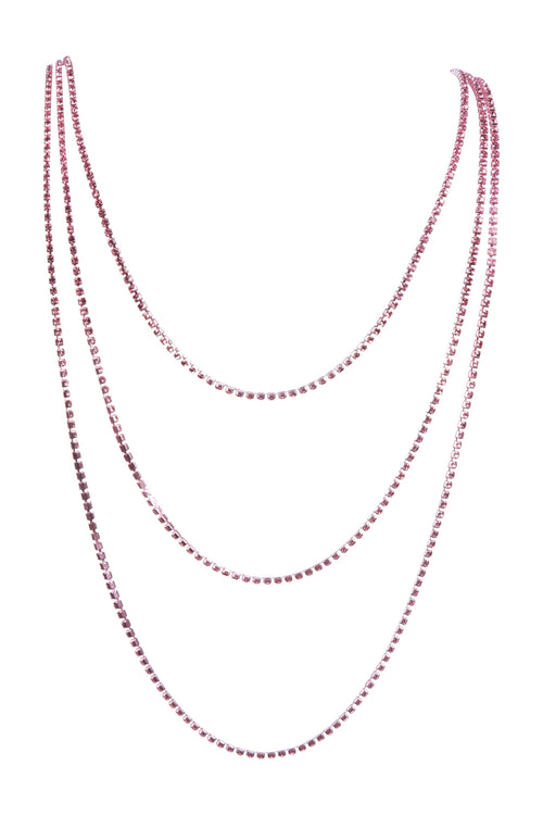 3PCS Rhinestone Chain Long Necklace N5484-SET