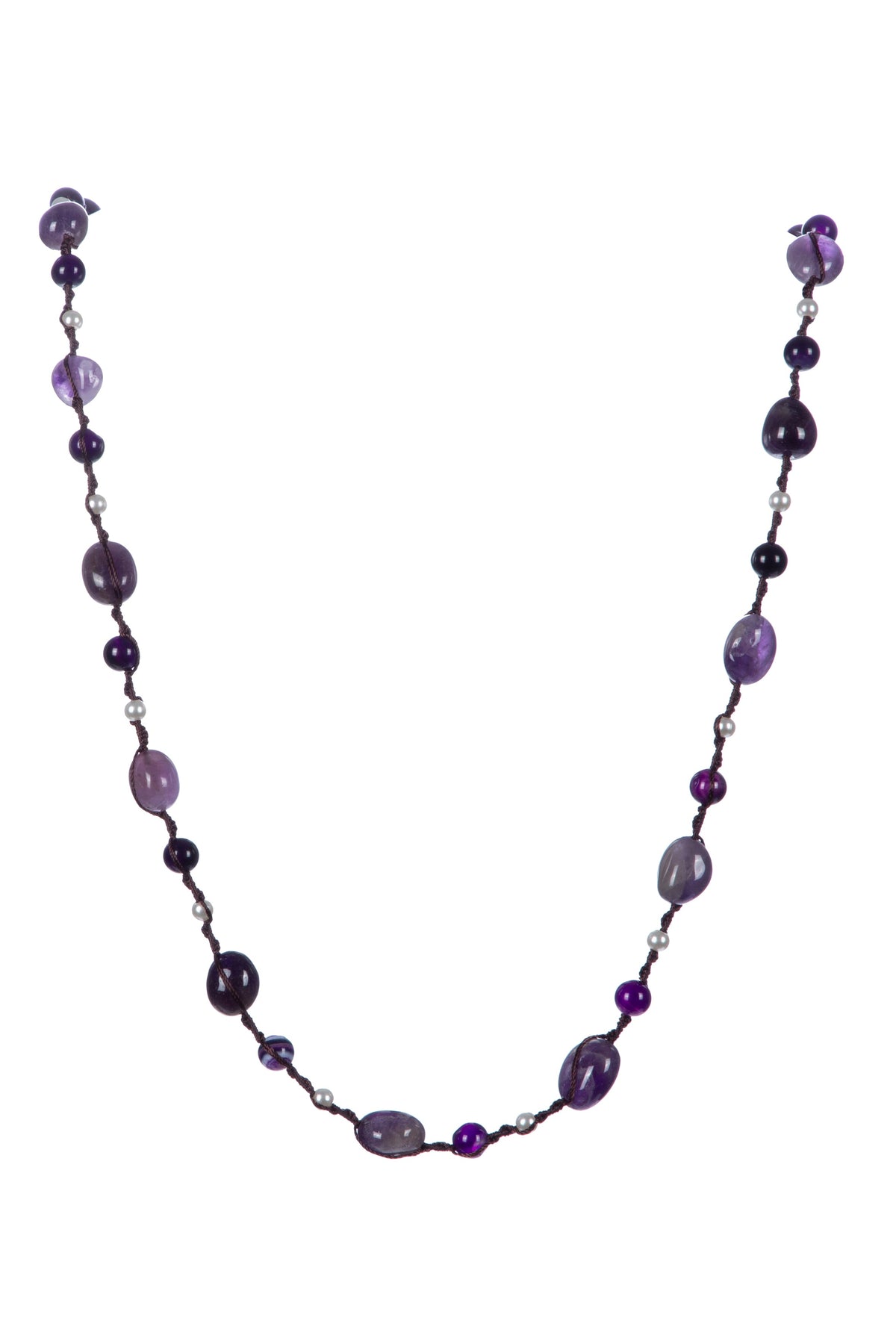 Handmade Braided Amethyst Pearl Necklace N5500
