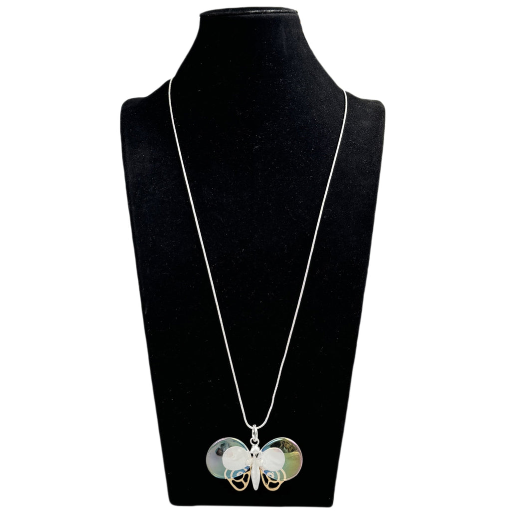 Butterfly Pendant Long Chain Metal Necklace N5527