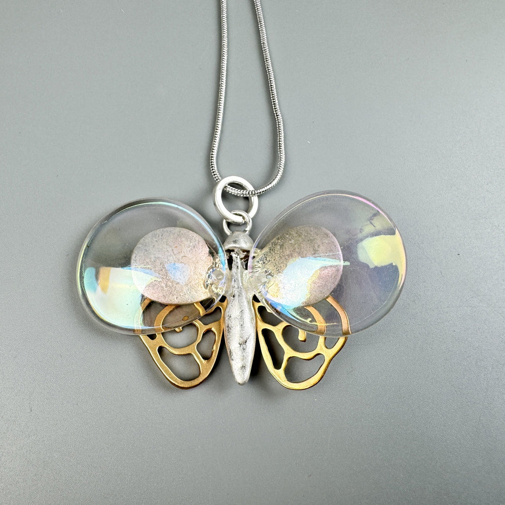 Butterfly Pendant Long Chain Metal Necklace N5527 - view 3