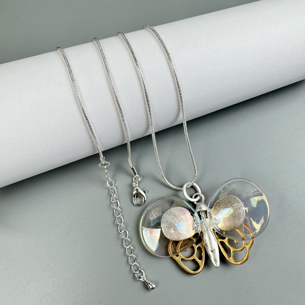 Butterfly Pendant Long Chain Metal Necklace N5527 - view 5