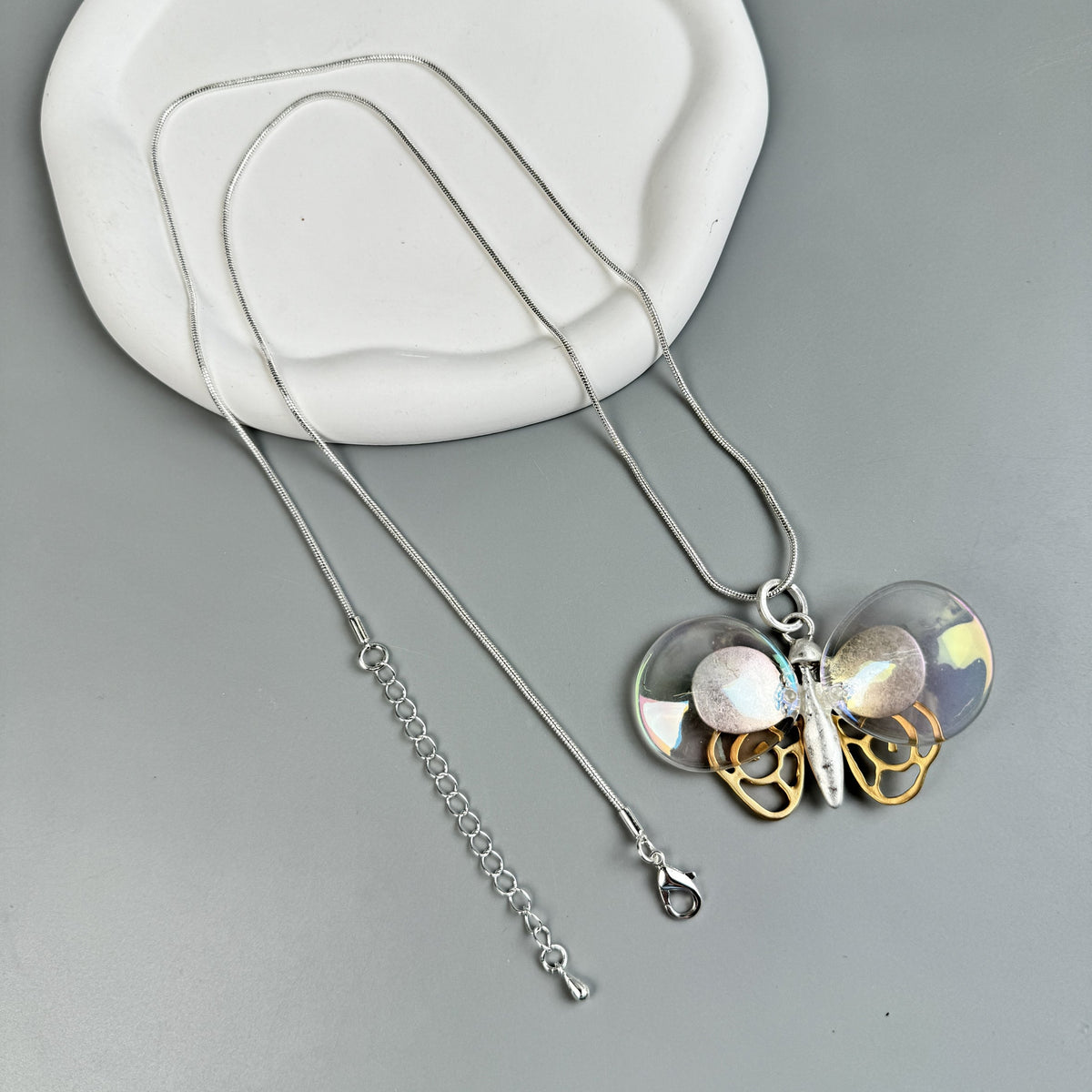 Butterfly Pendant Long Chain Metal Necklace N5527 - view 2