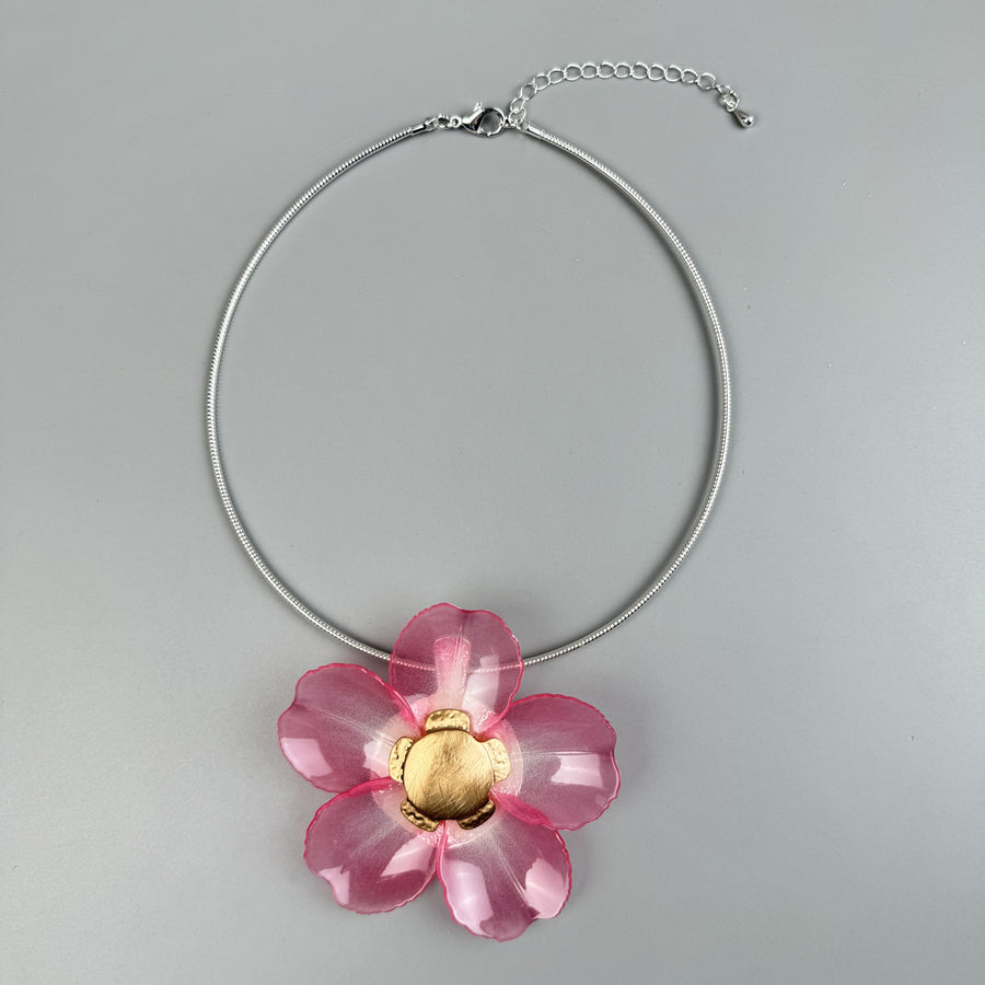 Flower Pendant Simple Choker Necklace N5532